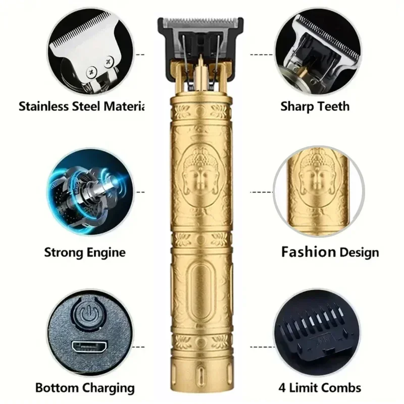 T9 Professional Hair Clipper/Accessories for Men | USB Fast Charging | Beard/Body/Hair Trimmer | Precision Electric Shaver - 图片 4
