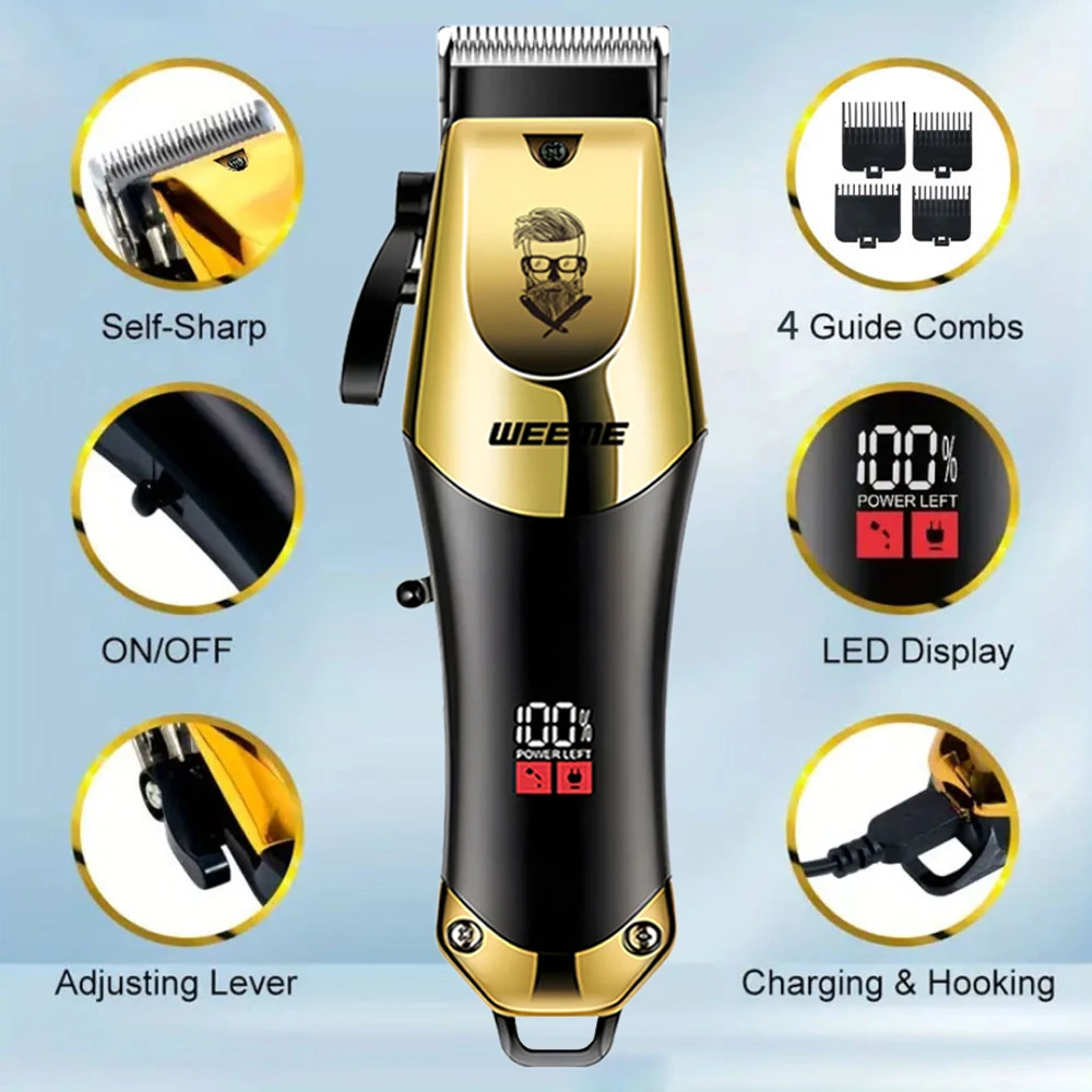 T9 Vintage Men's Electric Hair Clipper Beard Trimmer/Rechargeable Hair Cutting Machine With Nose Hair Trimmer Kit Boyfriend Gift - 图片 5