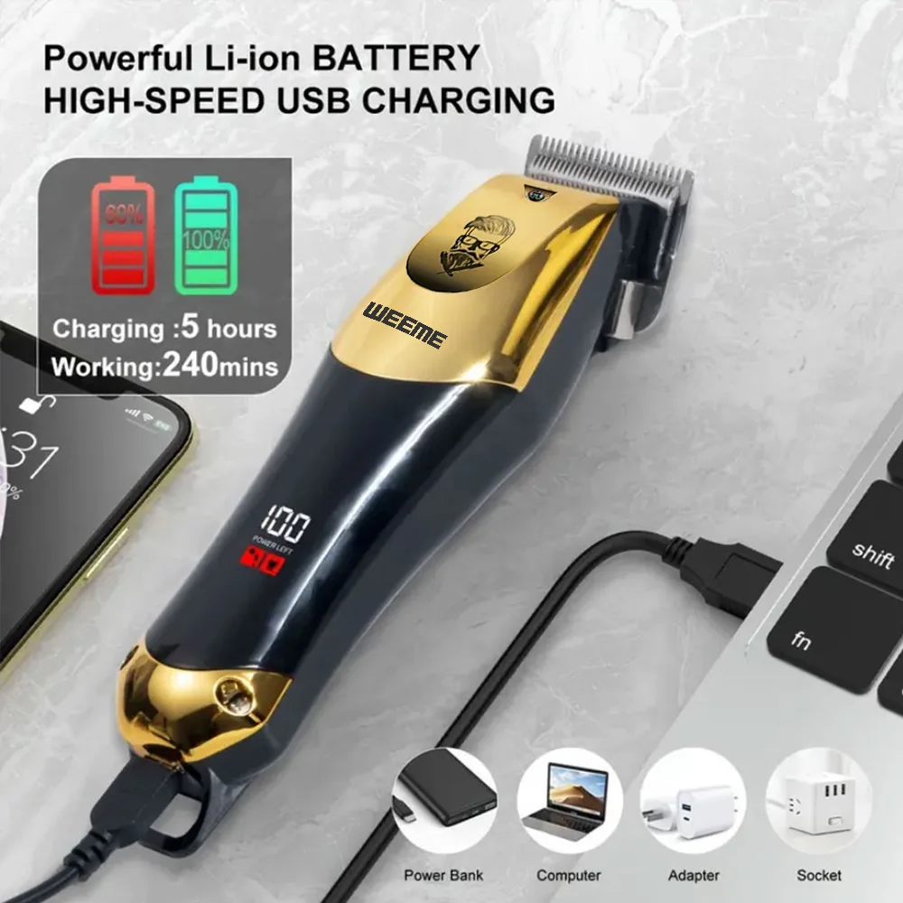 T9 Vintage Men's Electric Hair Clipper Beard Trimmer/Rechargeable Hair Cutting Machine With Nose Hair Trimmer Kit Boyfriend Gift - 图片 20