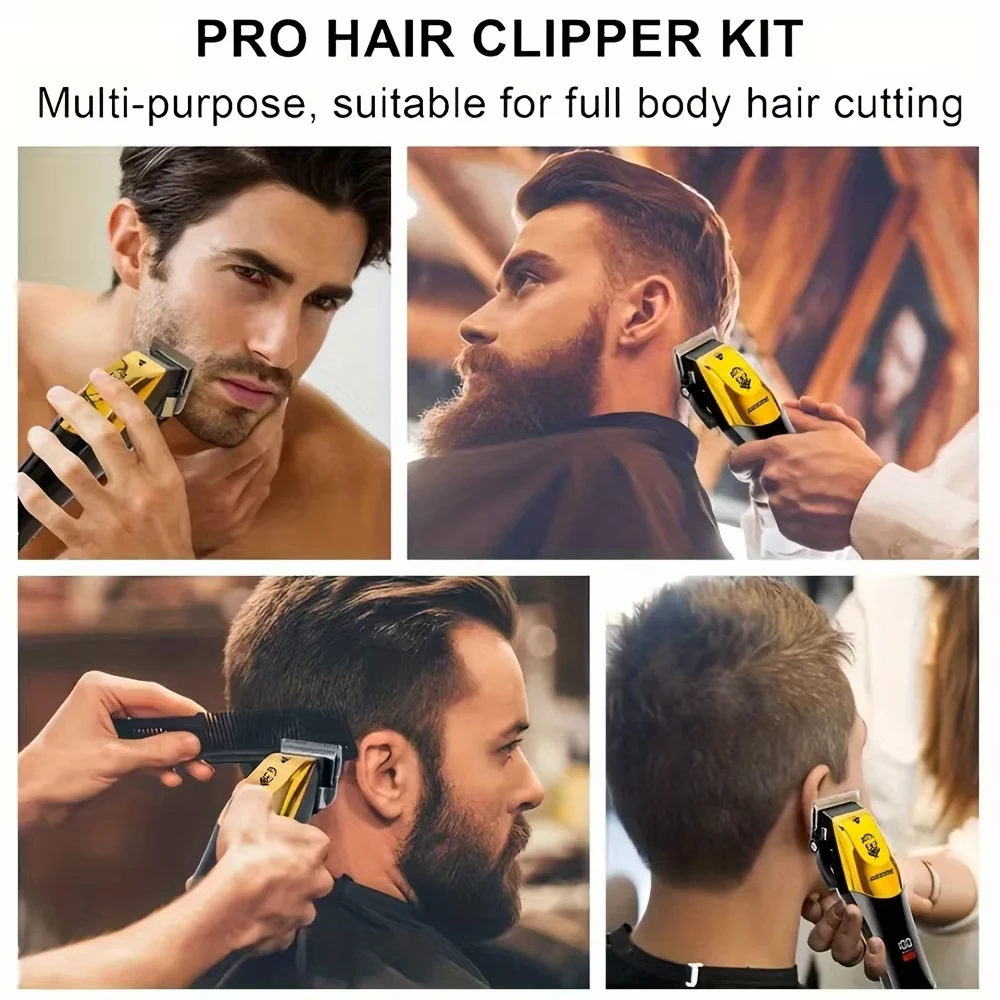 T9 Vintage Men's Electric Hair Clipper Beard Trimmer/Rechargeable Hair Cutting Machine With Nose Hair Trimmer Kit Boyfriend Gift - 图片 24