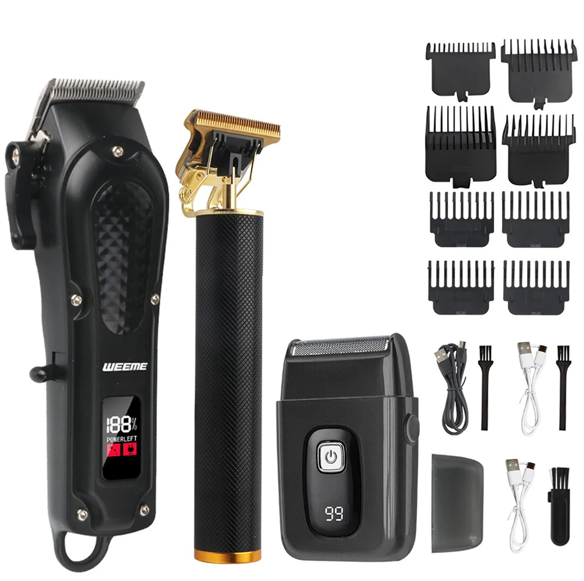 T9 Vintage Men's Electric Hair Clipper Beard Trimmer/Rechargeable Hair Cutting Machine With Nose Hair Trimmer Kit Boyfriend Gift - 图片 2