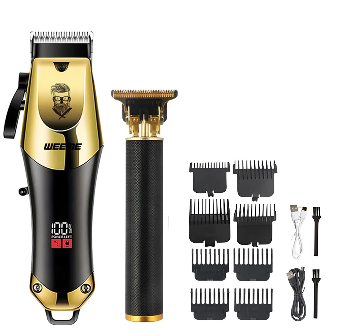 T9 Vintage Men's Electric Hair Clipper Beard Trimmer/Rechargeable Hair Cutting Machine With Nose Hair Trimmer Kit Boyfriend Gift - 图片 11